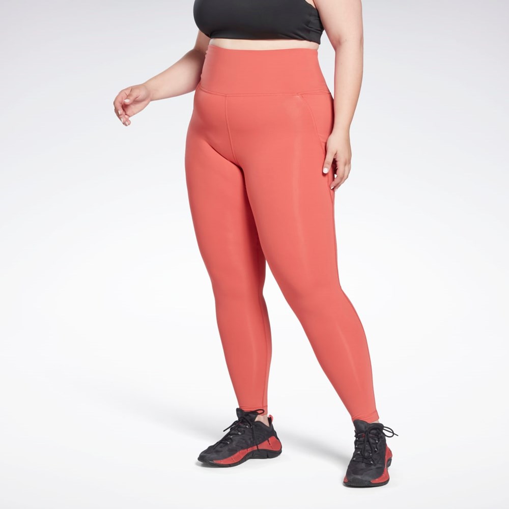 Reebok Lux High-Waisted Tights (Plus Size) Rhodonite | 59DOKWXMN