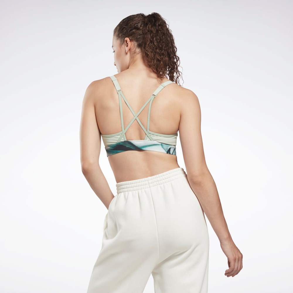 Reebok Lux Tiras Liquid Abyss Print Sports Bra Verde Menta | 04APCXJEQ
