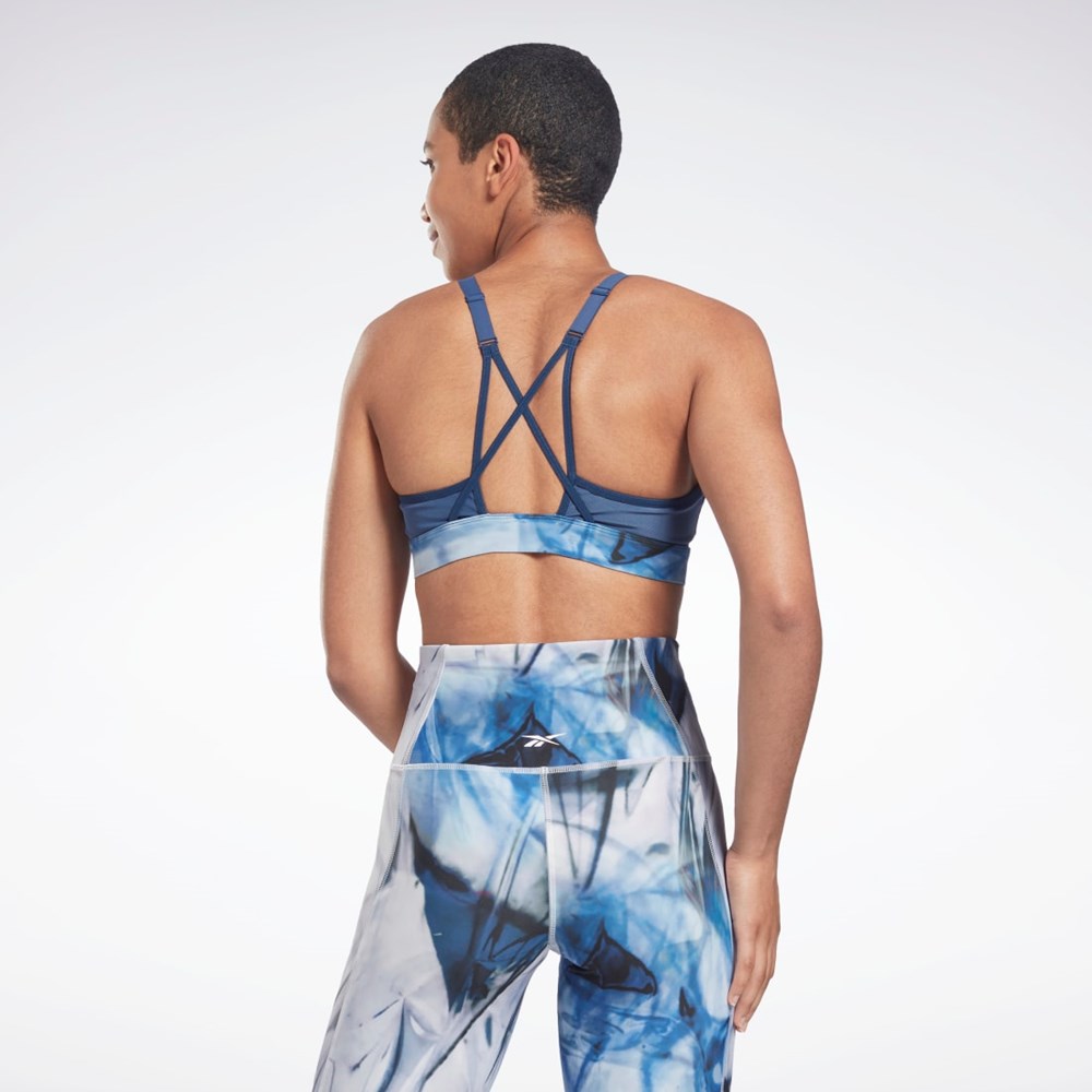 Reebok Lux Tiras Liquid Abyss Print Sports Bra Azules | 27ESXJWDI