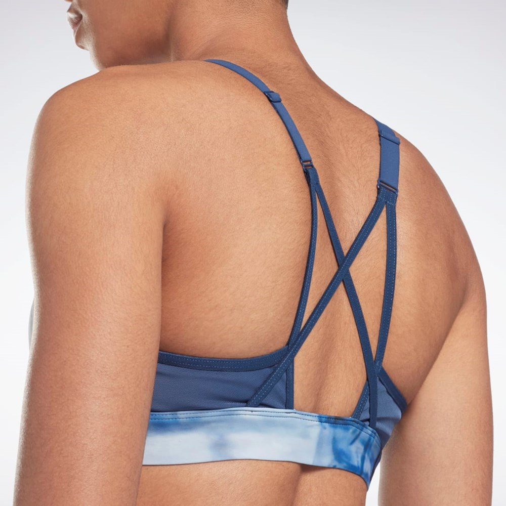Reebok Lux Tiras Liquid Abyss Print Sports Bra Azules | 27ESXJWDI