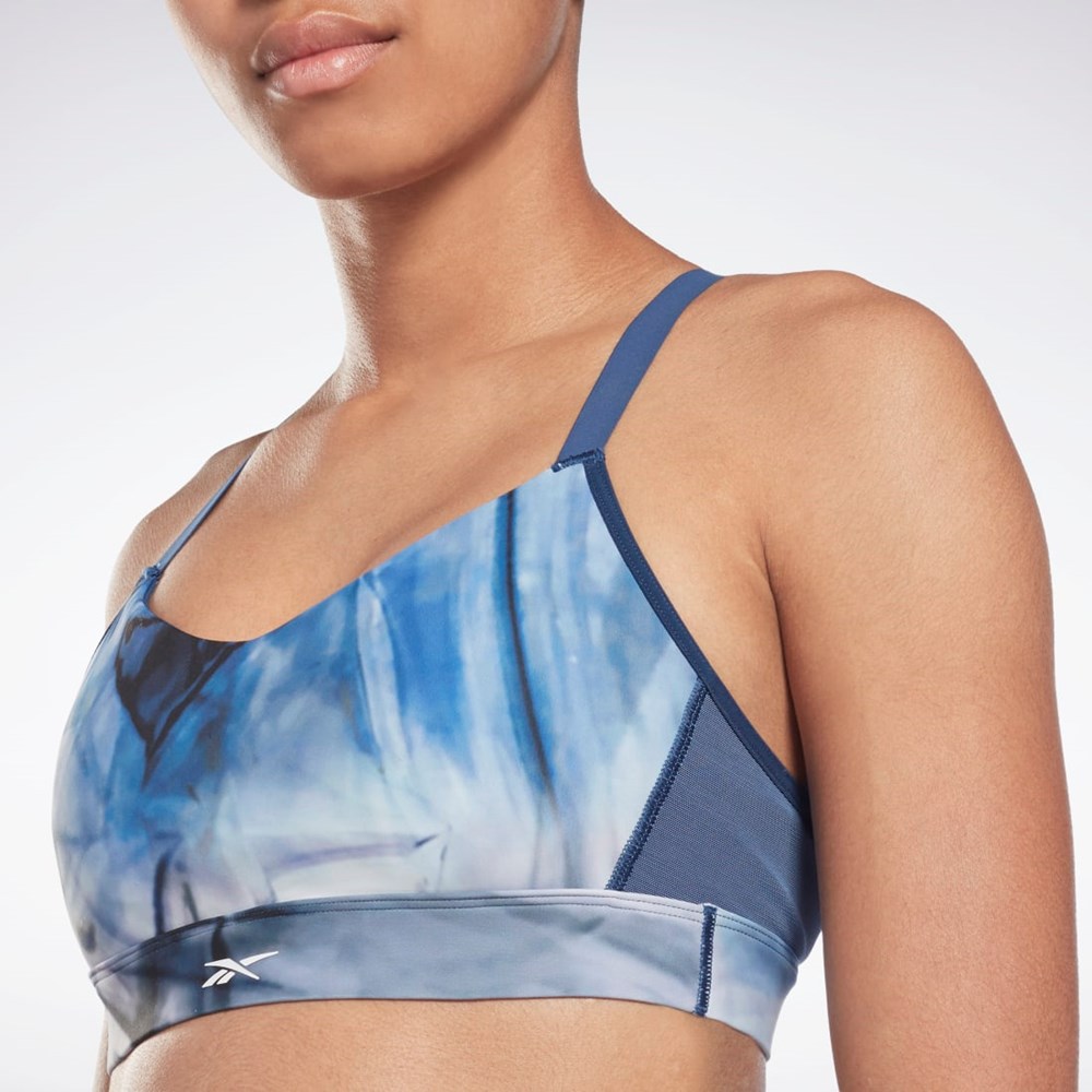 Reebok Lux Tiras Liquid Abyss Print Sports Bra Azules | 27ESXJWDI