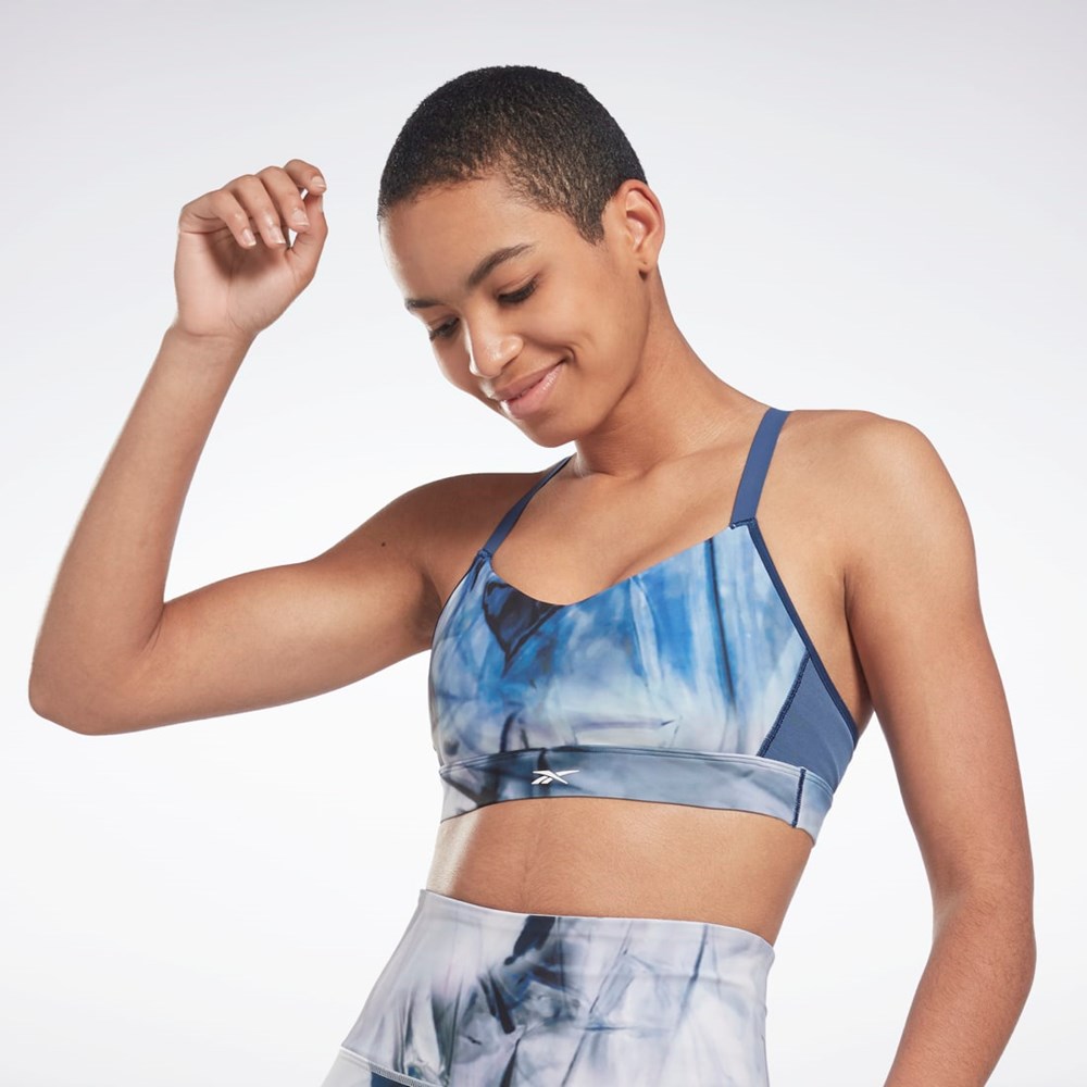 Reebok Lux Tiras Liquid Abyss Print Sports Bra Azules | 27ESXJWDI