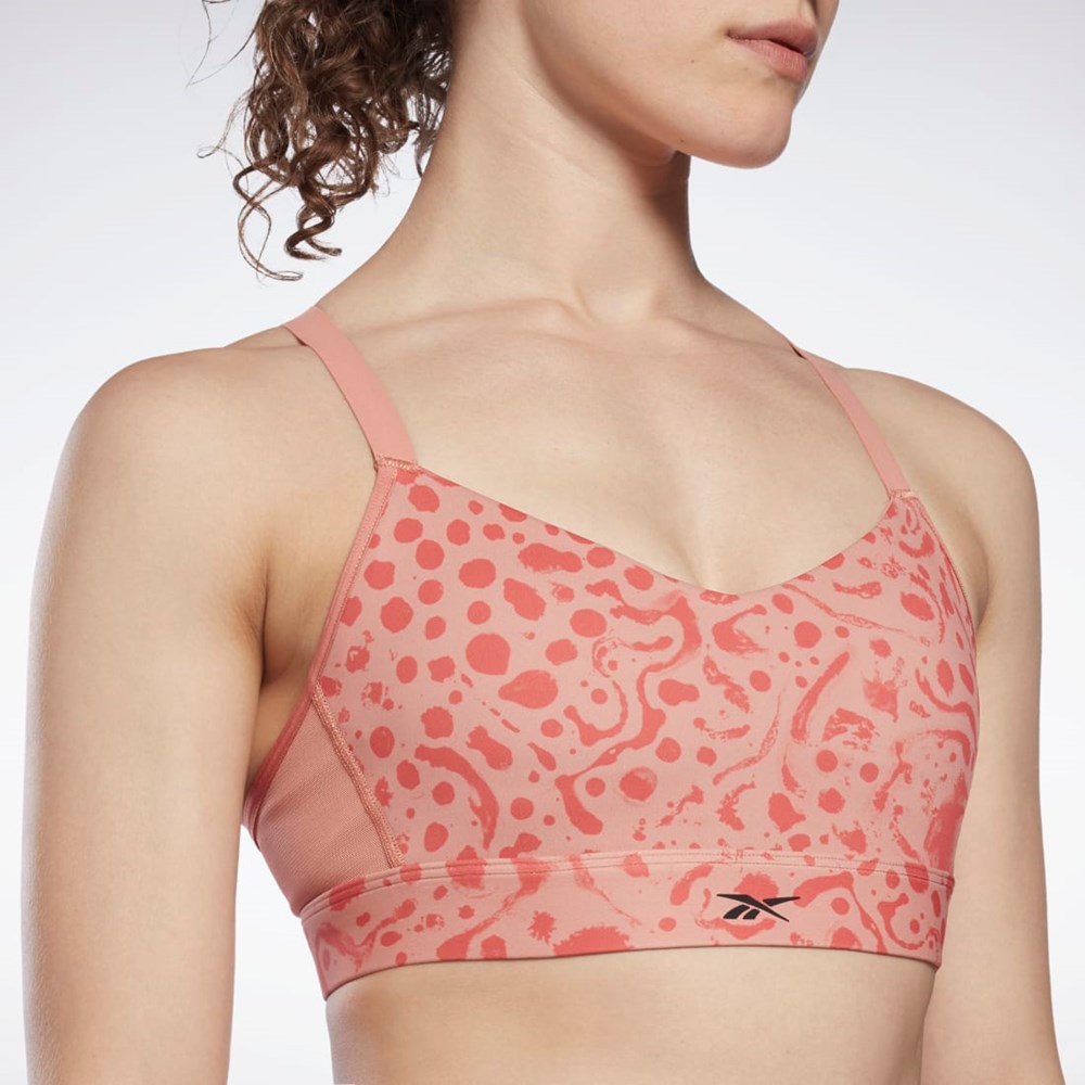 Reebok Lux Tiras Modern Safari Print Sports Bra Coral | 67IKEPYNV
