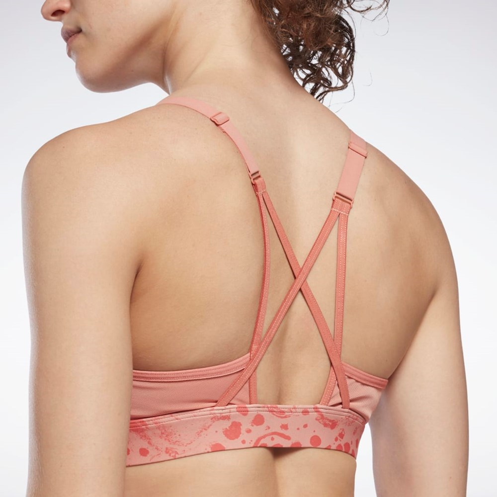 Reebok Lux Tiras Modern Safari Print Sports Bra Coral | 67IKEPYNV