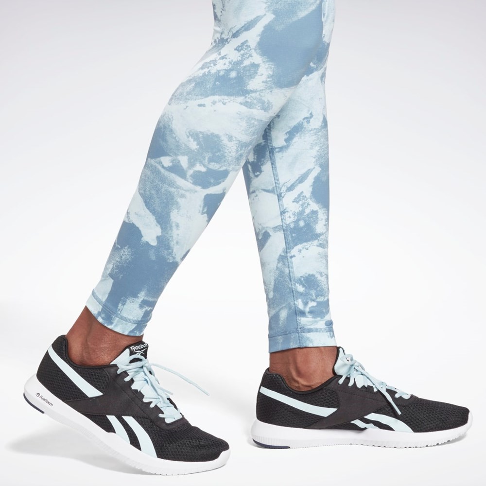 Reebok MYT Printed Leggings Azules | 27QONDAGV