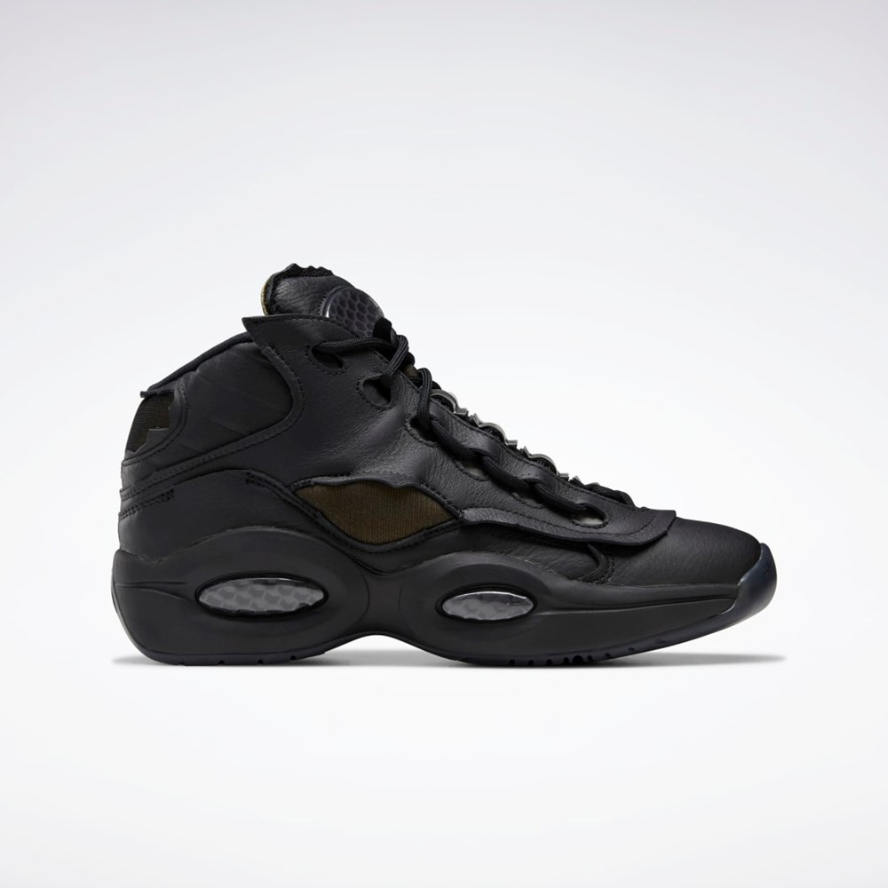Reebok Maison Margiela Question Mid Memory Of Basketball Shoes Negras Blancas Negras | 87LWHXFZO