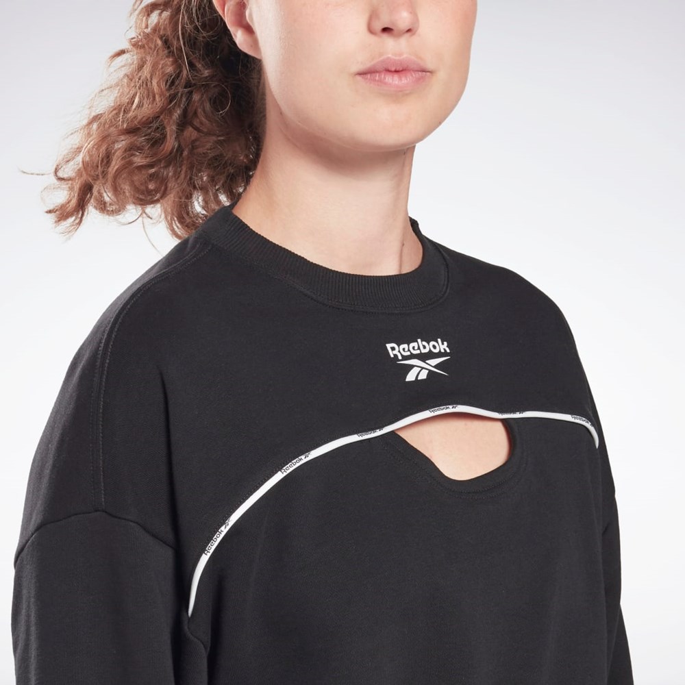Reebok Piping Crewneck Sweatshirt Negras | 87ZLIPHGJ