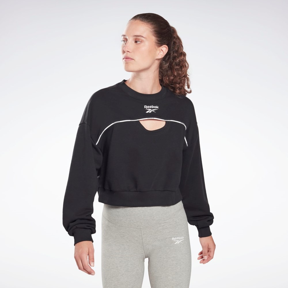 Reebok Piping Crewneck Sweatshirt Negras | 87ZLIPHGJ