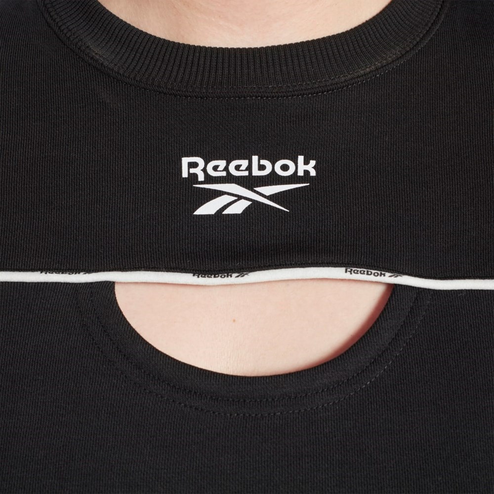 Reebok Piping Crewneck Sweatshirt (Plus Size) Negras | 93TXQYAGL