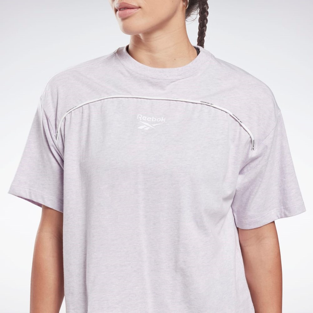 Reebok Piping T-Shirt Quartz Glow Mel | 58QSGUHVN