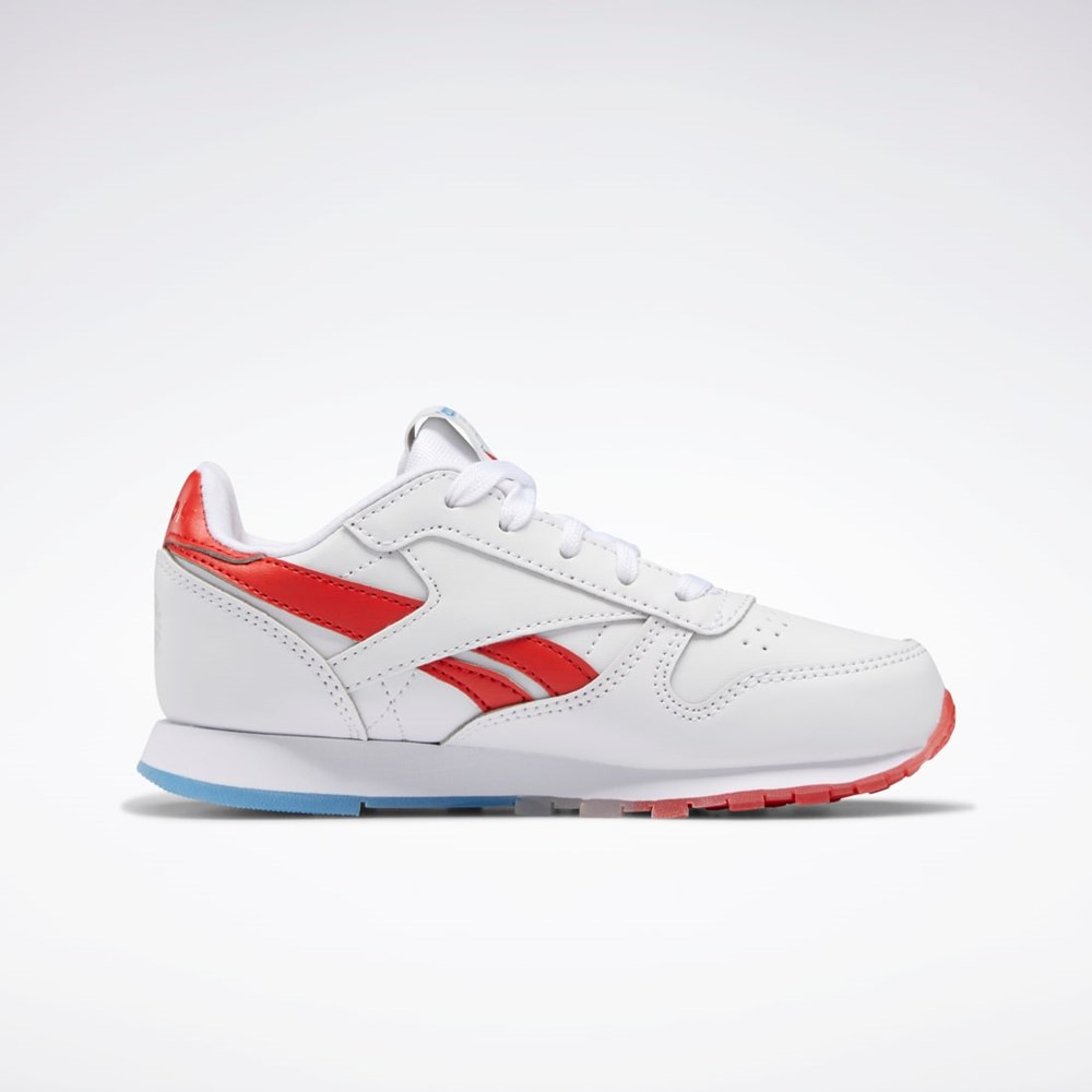 Reebok Popsicle Classic Leather Shoes - Preschool Blancas Azules Rojas | 38HZQJTKA