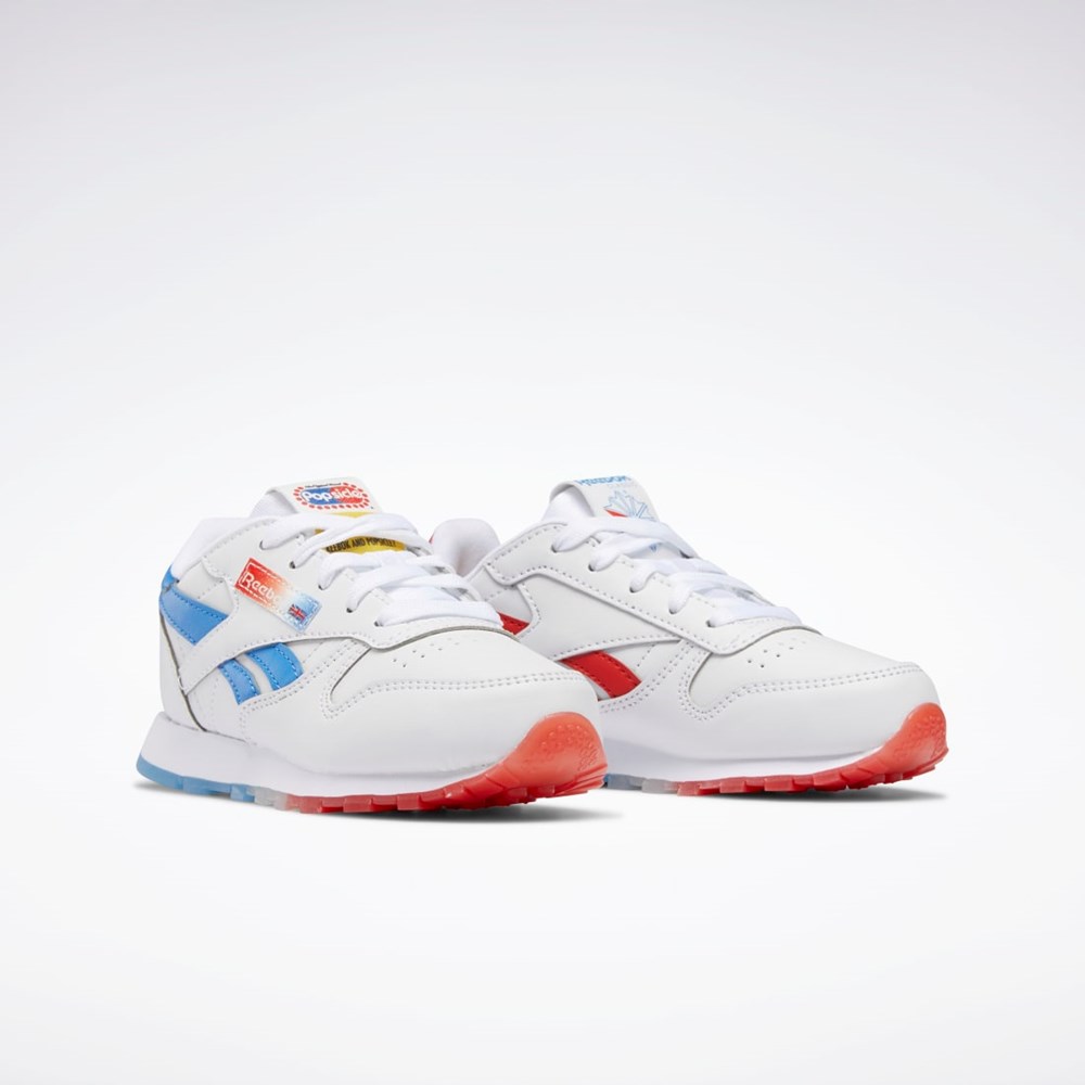 Reebok Popsicle Classic Leather Shoes - Preschool Blancas Azules Rojas | 38HZQJTKA