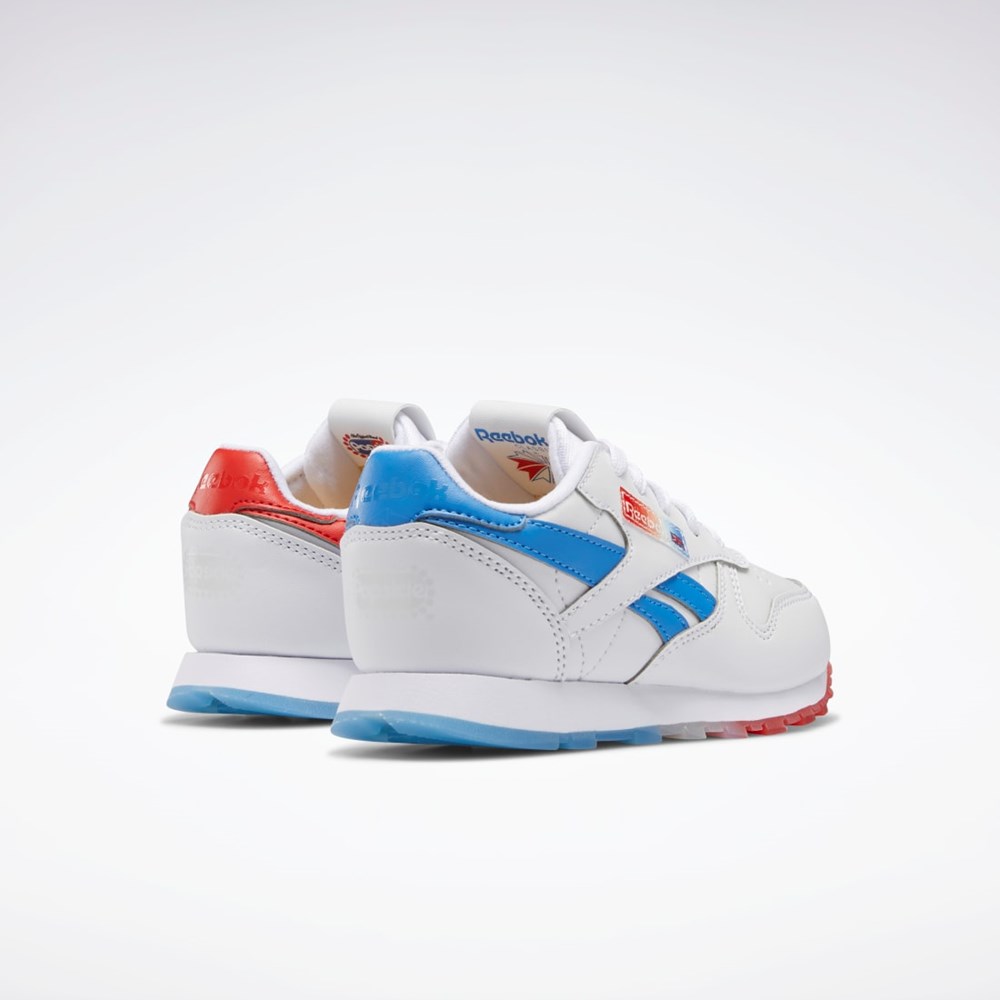 Reebok Popsicle Classic Leather Shoes - Preschool Blancas Azules Rojas | 38HZQJTKA