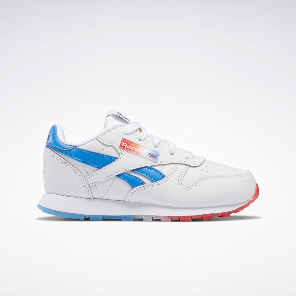 Reebok Popsicle Classic Leather Shoes - Preschool Blancas Azules Rojas | 38HZQJTKA