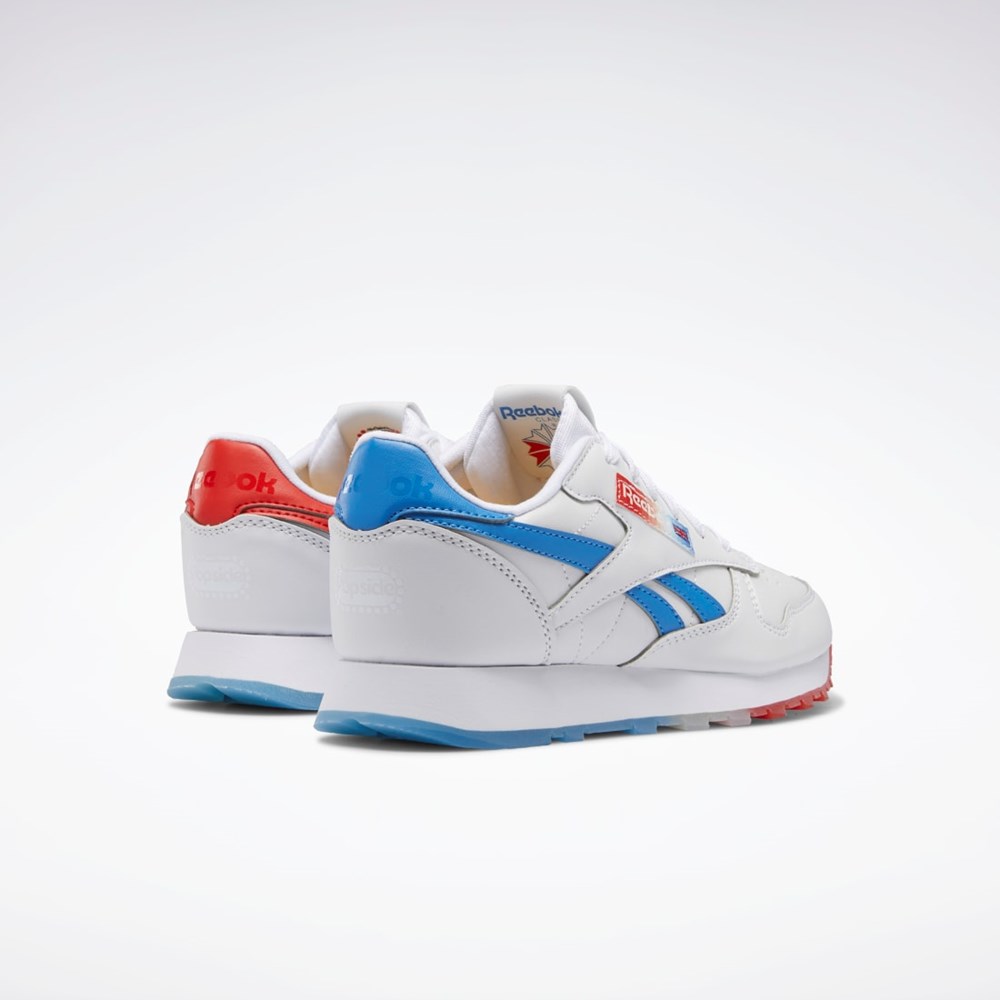 Reebok Popsicle Classic Leather Shoes - Grade School Blancas Azules Rojas | 46SMLHWNC