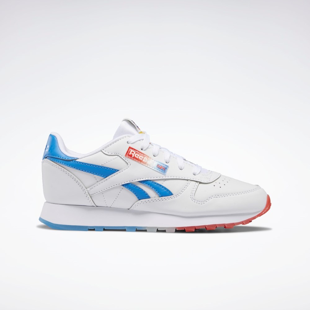 Reebok Popsicle Classic Leather Shoes - Grade School Blancas Azules Rojas | 46SMLHWNC