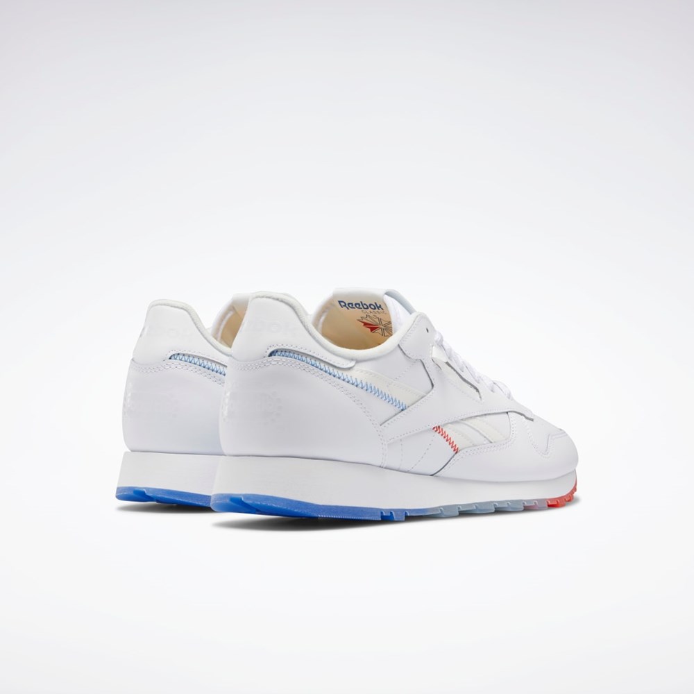 Reebok Popsicle Classic Leather Shoes Blancas Azules Rojas | 40XUSBQWY