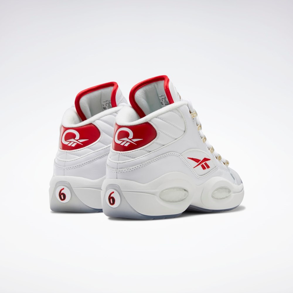 Reebok Question Mid Basketball Shoes Blancas Blancas Rojas | 46BAFDLSH