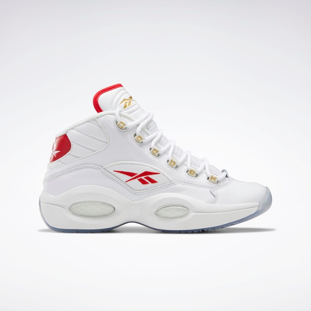 Reebok Question Mid Basketball Shoes Blancas Blancas Rojas | 46BAFDLSH