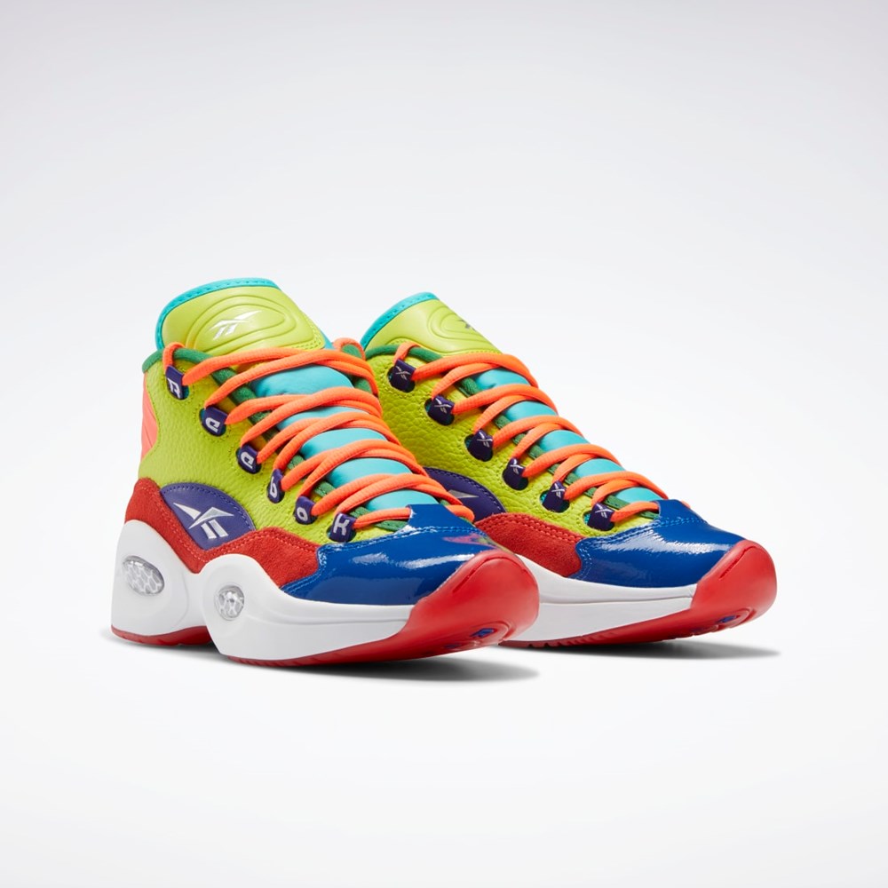 Reebok Question Mid Basketball Shoes - Grade School Naranjas Amarillo Moradas | 01LVYAGMZ