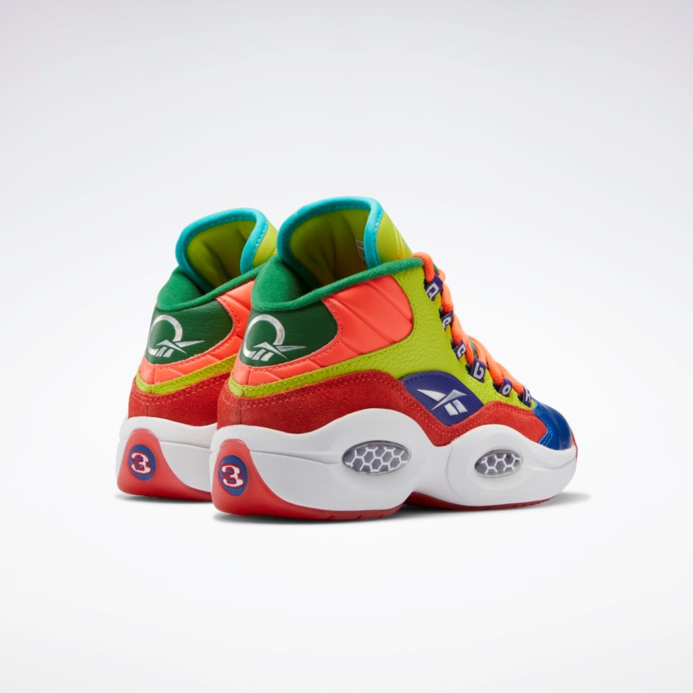 Reebok Question Mid Basketball Shoes - Grade School Naranjas Amarillo Moradas | 01LVYAGMZ