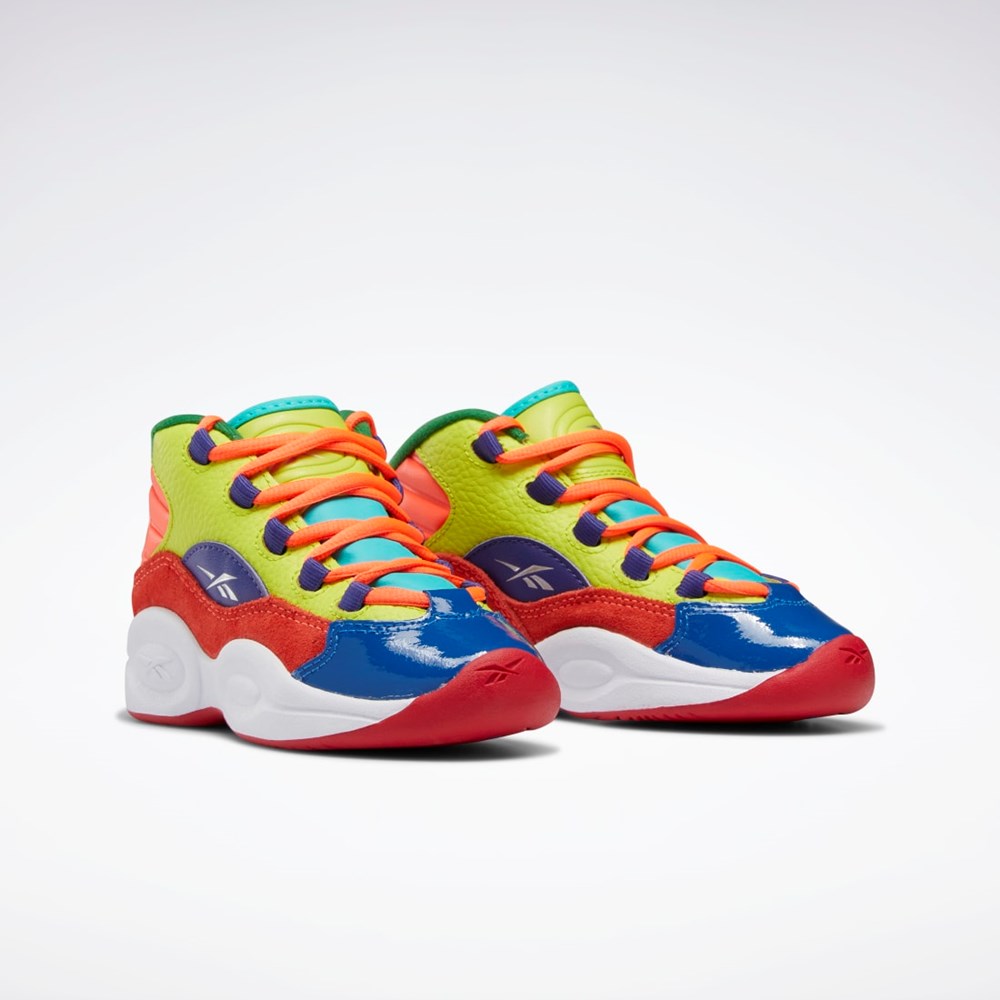 Reebok Question Mid Basketball Shoes - Preschool Naranjas Amarillo Moradas | 05MEVZXQC