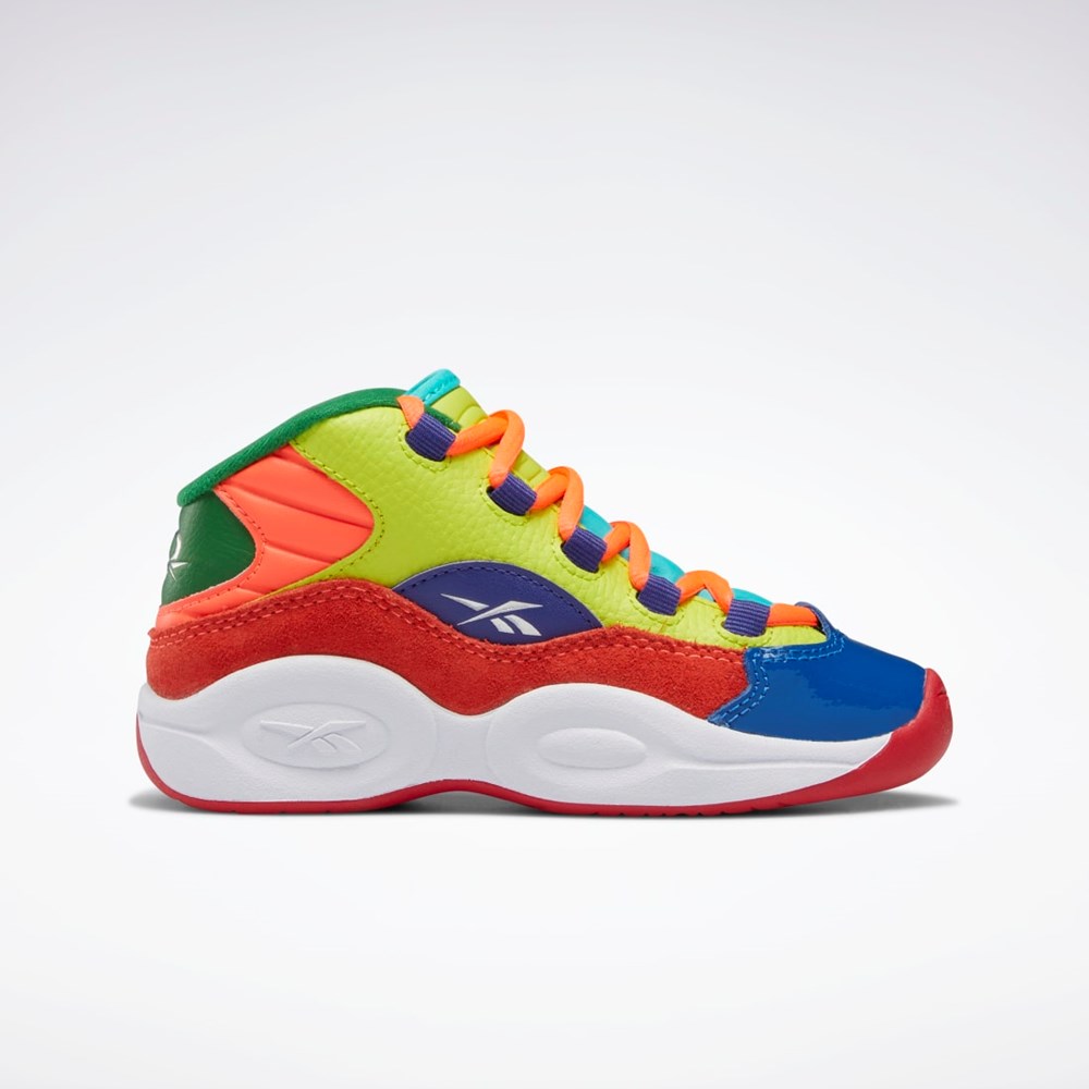Reebok Question Mid Basketball Shoes - Preschool Naranjas Amarillo Moradas | 05MEVZXQC