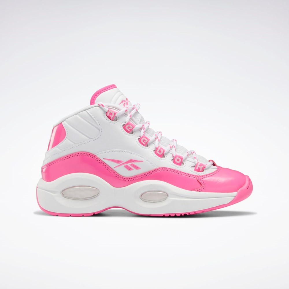 Reebok Question Mid Shoes - Grade School Rosas Blancas Rosas | 17VDKGTZU