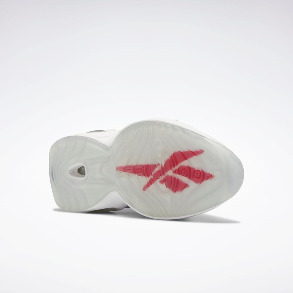 Reebok Question Mid Shoes - Grade School Blancas Rojas Blancas | 52ISPJVQW