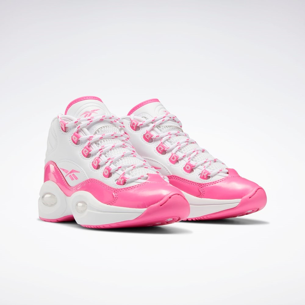 Reebok Question Mid Shoes - Grade School Rosas Blancas Rosas | 96SWORUZT