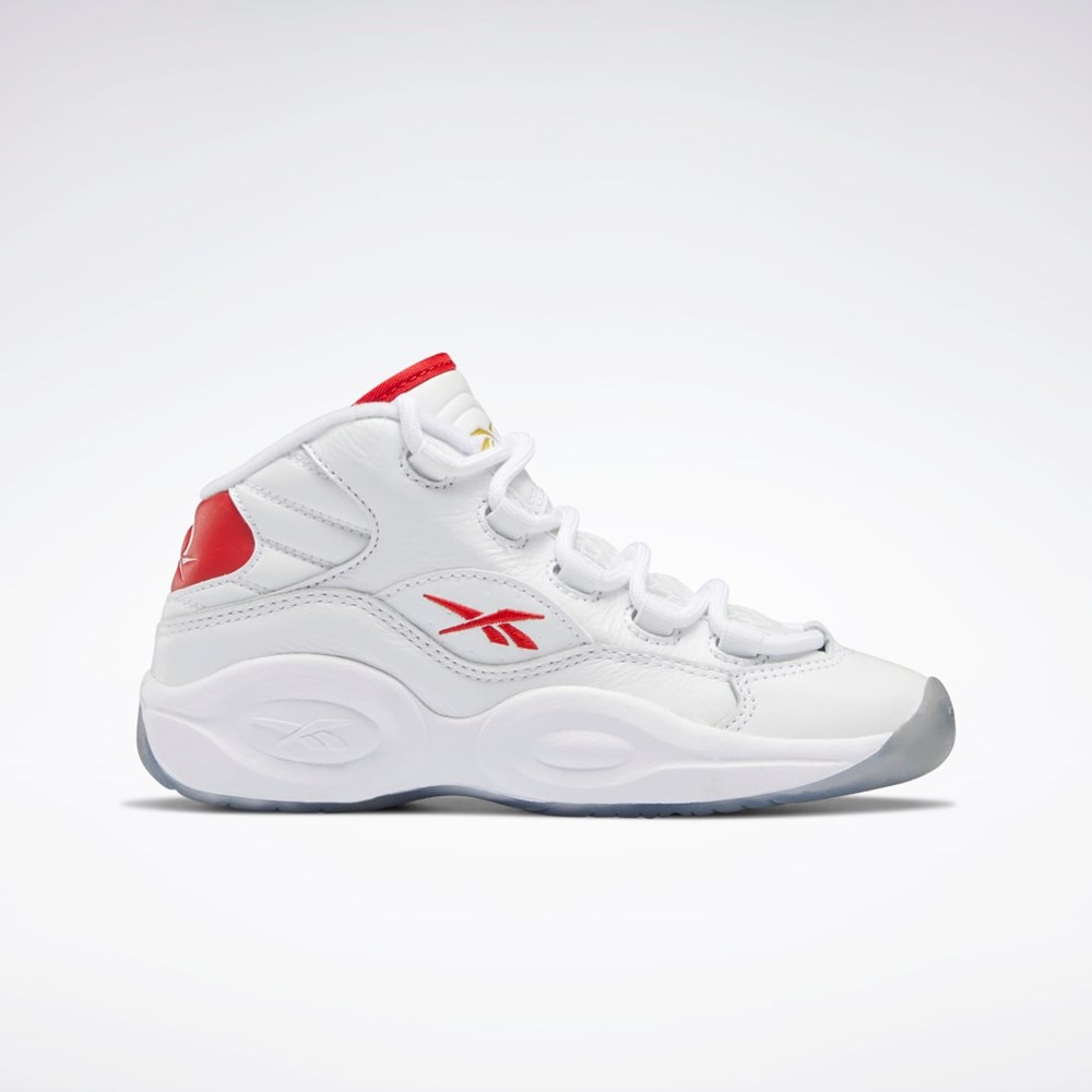 Reebok Question Mid Shoes - Preschool Blancas Rojas Blancas | 35CVATDFY