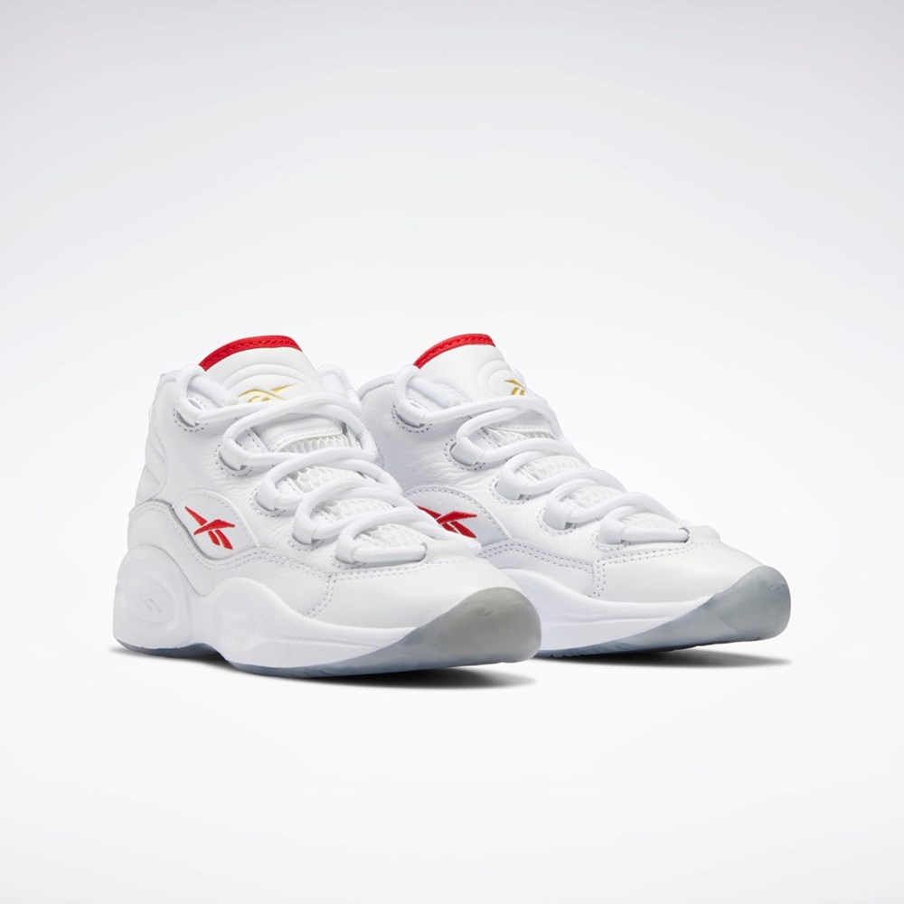 Reebok Question Mid Shoes - Preschool Blancas Rojas Blancas | 59LAMZFDV