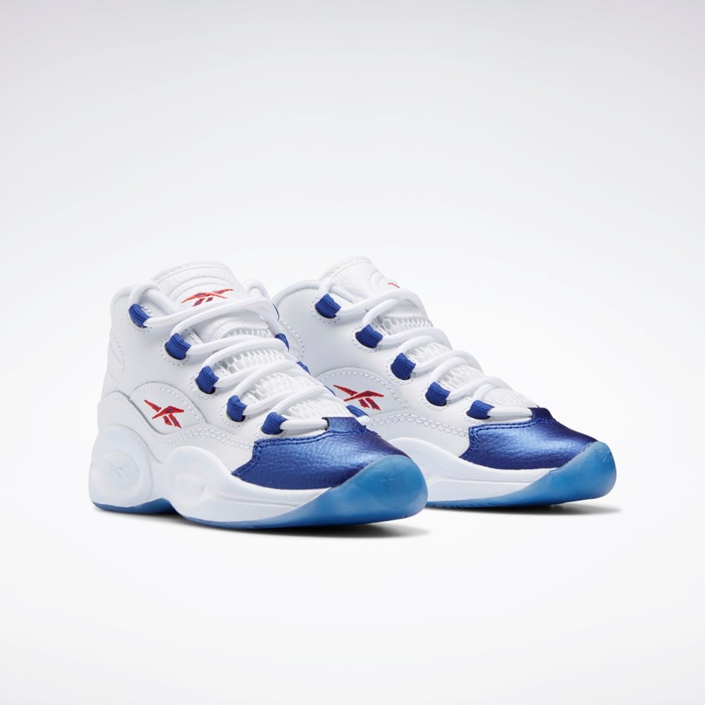 Reebok Question Mid Shoes - Preschool Blancas Rojas | 60AKDQOVZ