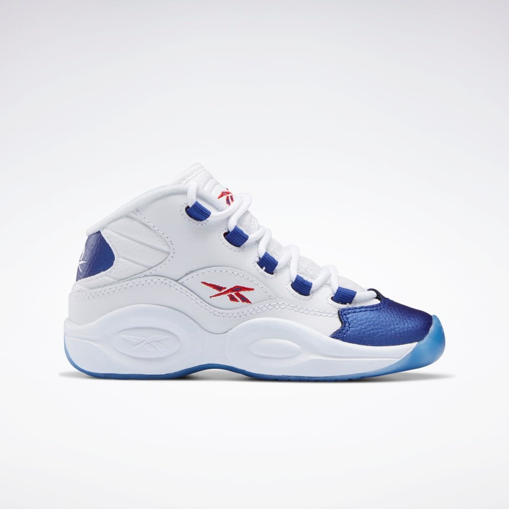Reebok Question Mid Shoes - Preschool Blancas Rojas | 60AKDQOVZ