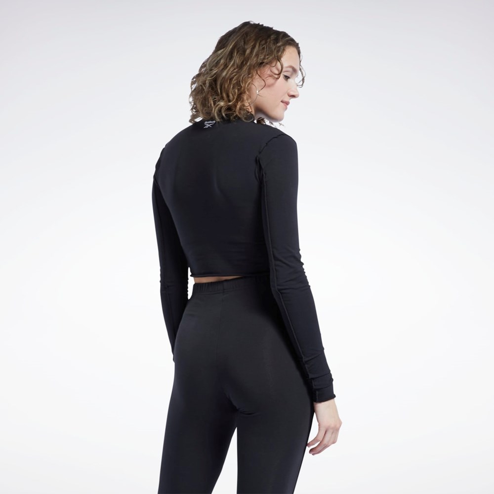 Reebok Reebok Classics Lettuce Edge Seam Long Sleeve T-Shirt Negras | 65SULAQVO