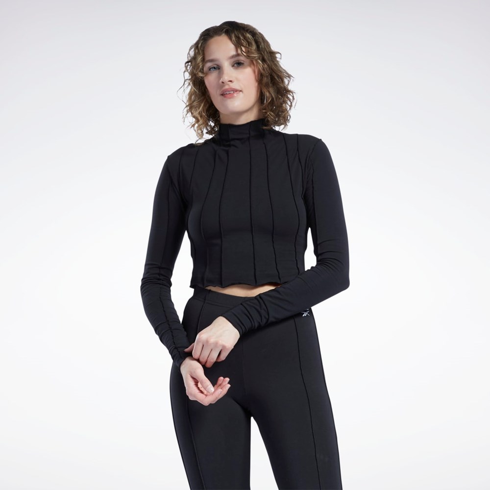 Reebok Reebok Classics Lettuce Edge Seam Long Sleeve T-Shirt Negras | 65SULAQVO