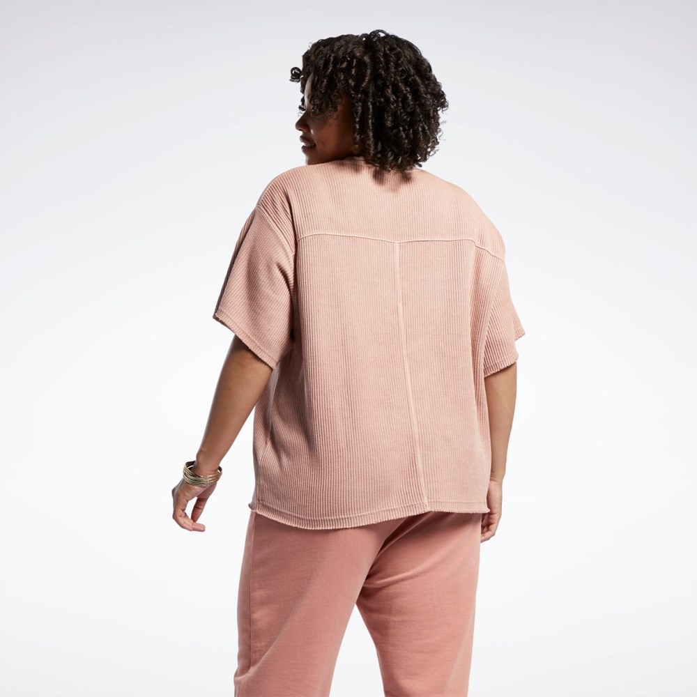 Reebok Reebok Classics Natural Dye Waffle T-Shirt (Plus Size) Coral | 19TSMPDLV