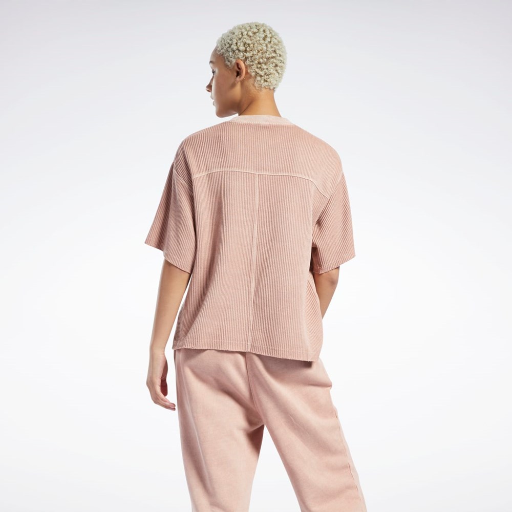 Reebok Reebok Classics Natural Dye Waffle T-Shirt Coral | 45EOSLGWH