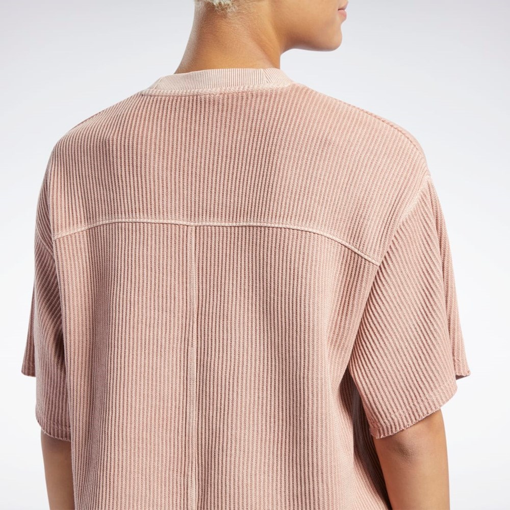 Reebok Reebok Classics Natural Dye Waffle T-Shirt Coral | 45EOSLGWH