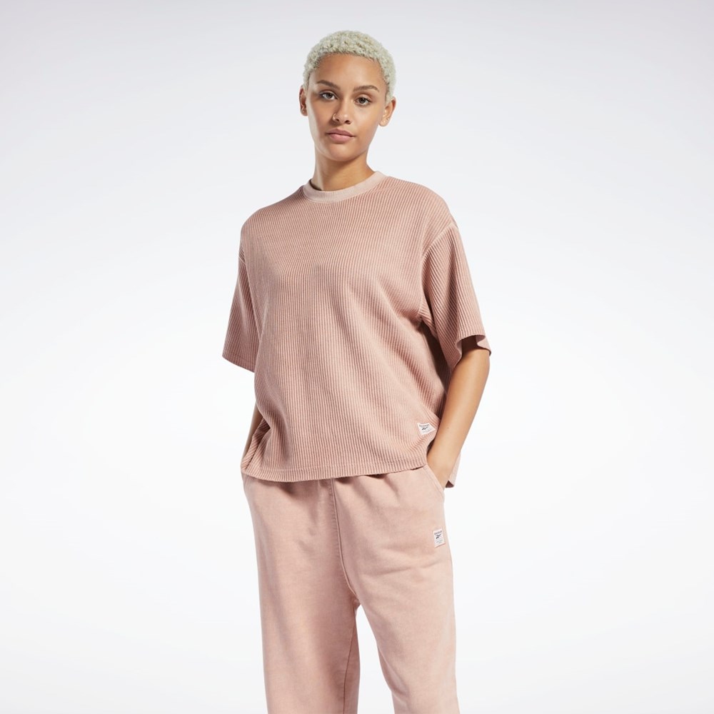 Reebok Reebok Classics Natural Dye Waffle T-Shirt Coral | 45EOSLGWH