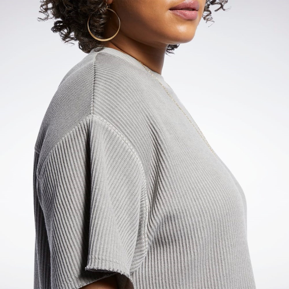 Reebok Reebok Classics Natural Dye Waffle T-Shirt (Plus Size) Gris | 72VJGOTDZ