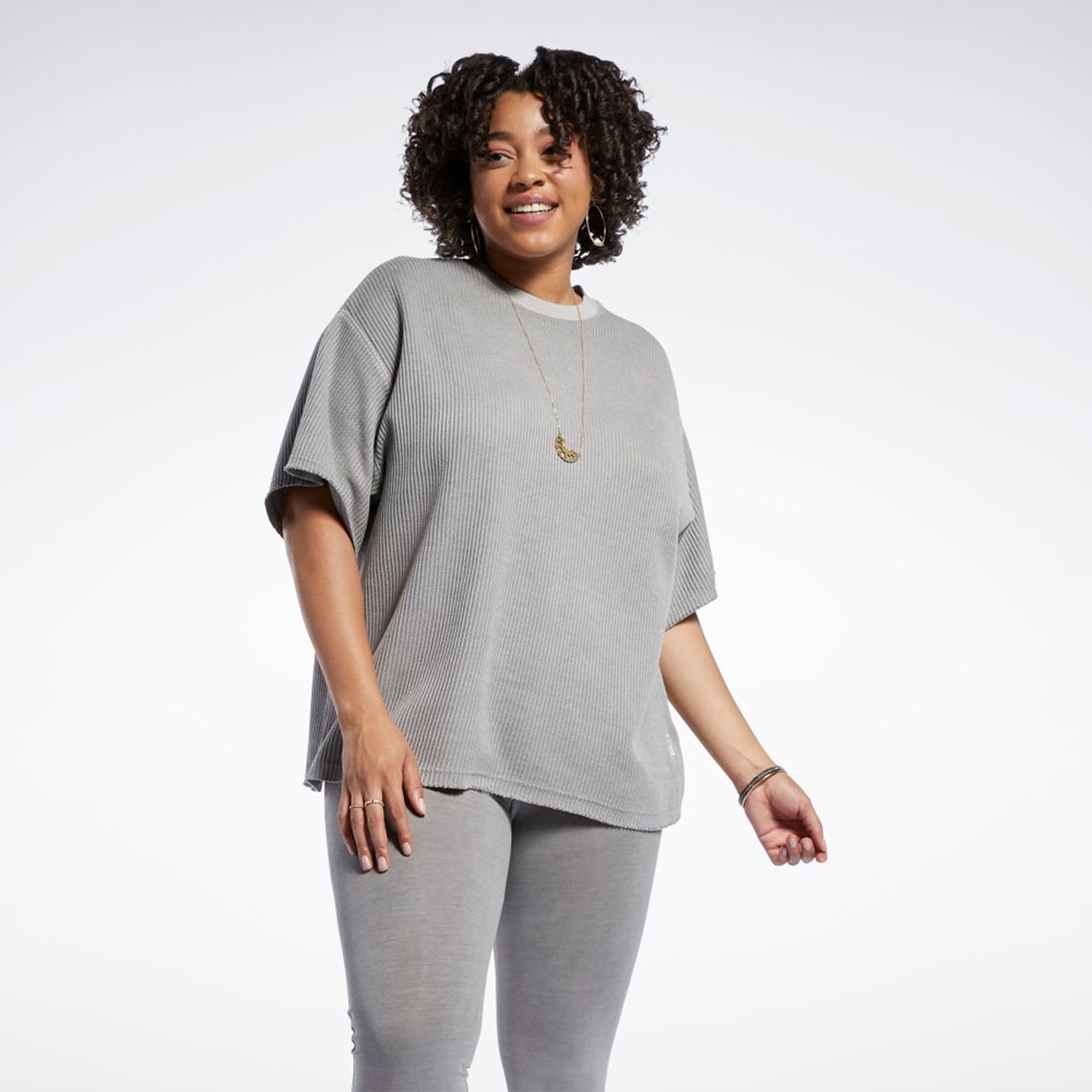 Reebok Reebok Classics Natural Dye Waffle T-Shirt (Plus Size) Gris | 72VJGOTDZ