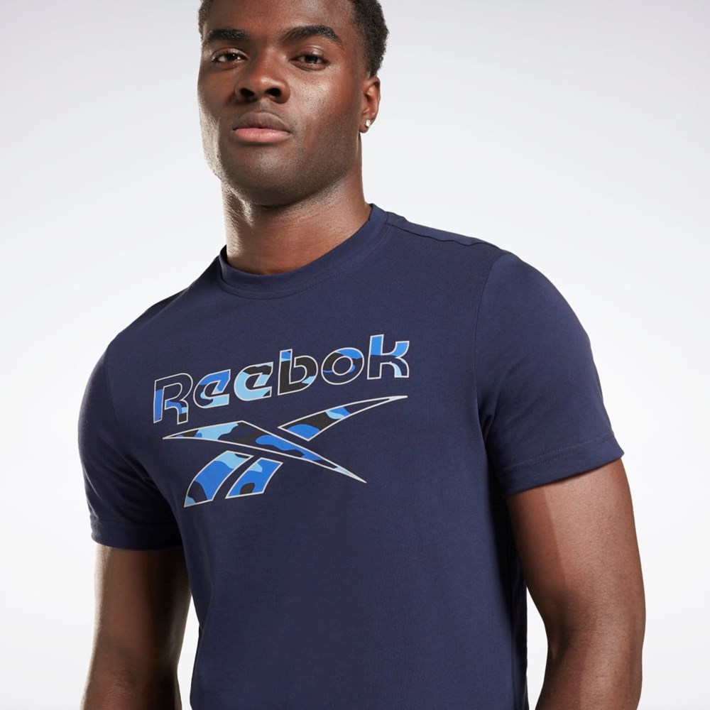Reebok Reebok Identity Big Logo T-Shirt Azul Marino | 40SUQNMWL