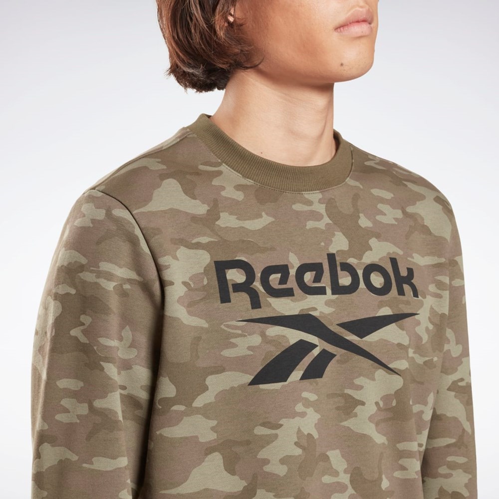 Reebok Reebok Identity Camo Big Logo Crew Sweatshirt Verde | 79MDHQZPJ