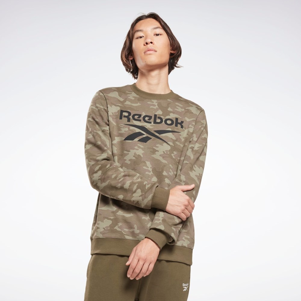 Reebok Reebok Identity Camo Big Logo Crew Sweatshirt Verde | 79MDHQZPJ
