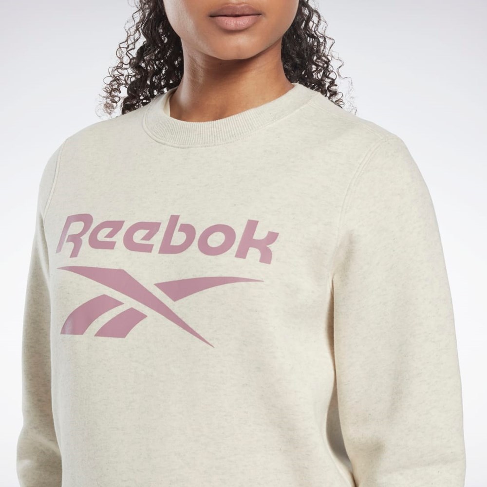 Reebok Reebok Identity Logo Fleece Crew Sweatshirt Blancas | 12GSMDQZB