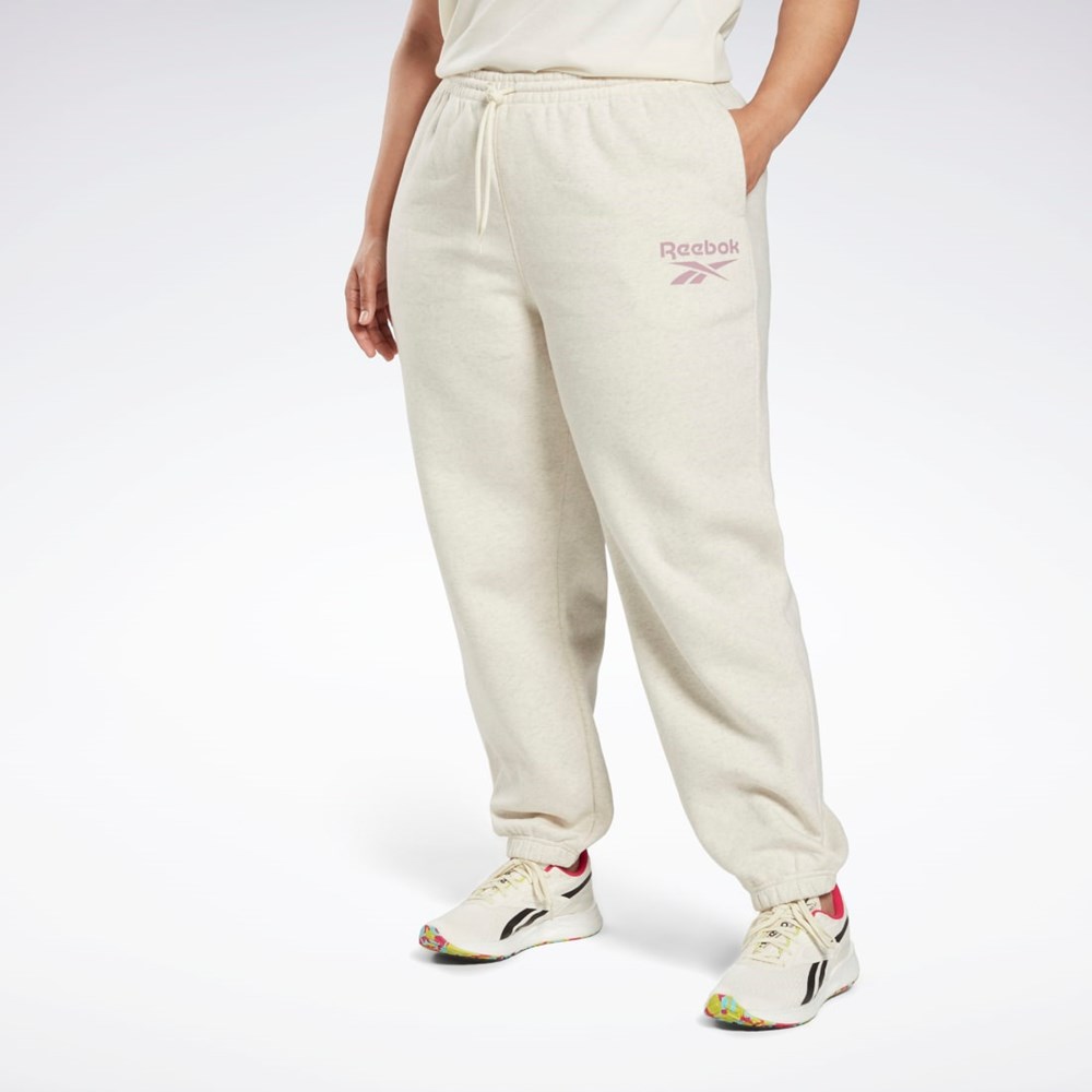 Reebok Reebok Identity Logo Fleece Joggers (Plus Size) Blancas | 06CHVNLPF