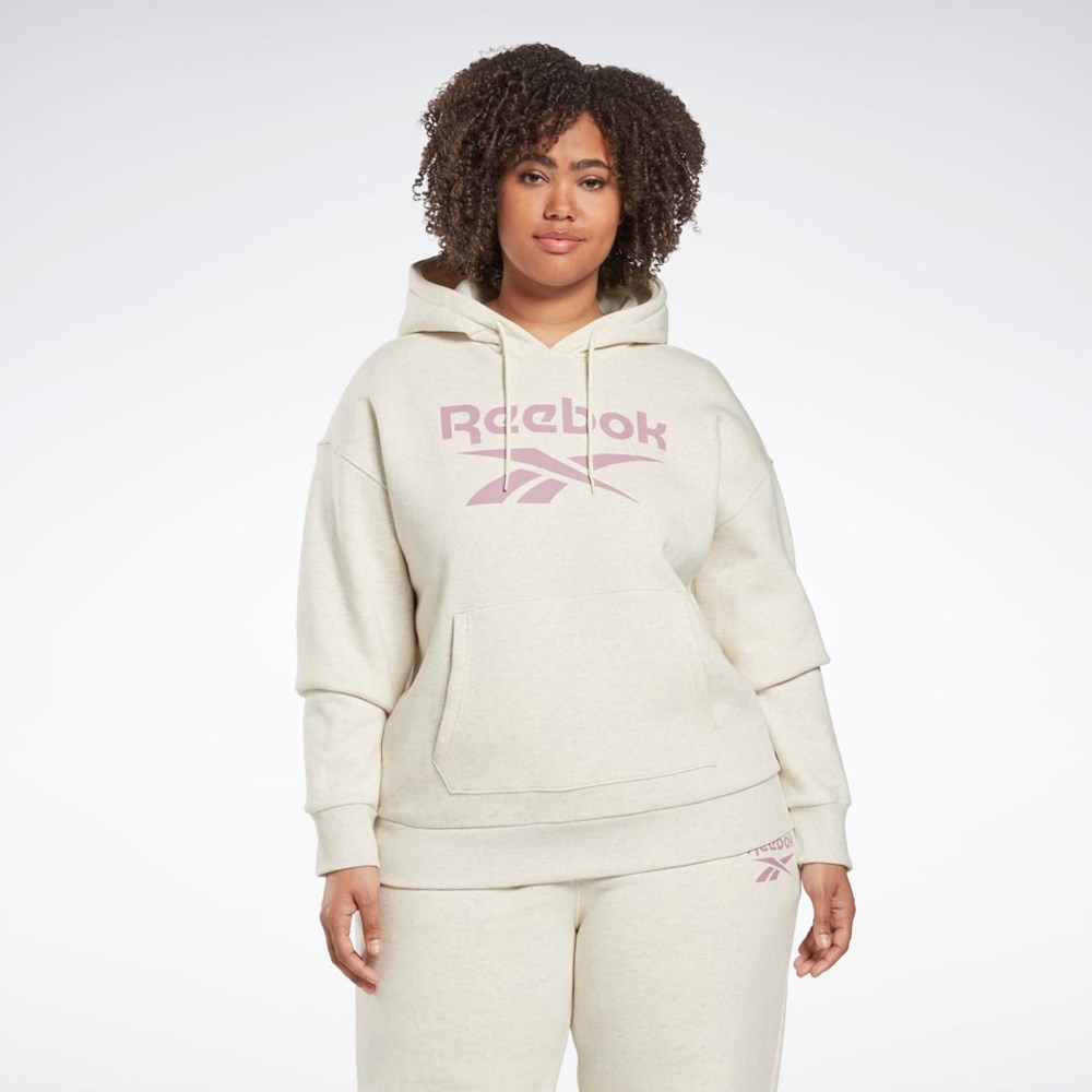 Reebok Reebok Identity Logo Fleece Pullover Hoodie (Plus Size) Blancas | 13BWELKAV