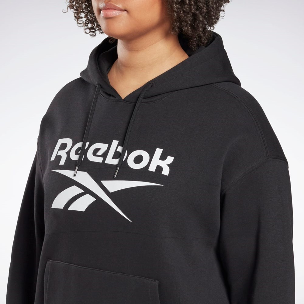 Reebok Reebok Identity Logo Fleece Pullover Hoodie (Plus Size) Negras | 89JCNYDQB