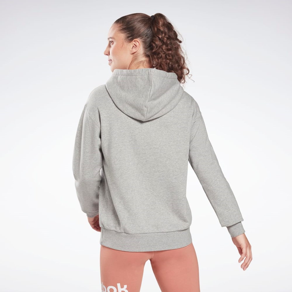 Reebok Reebok Identity Logo French Terry Hoodie Gris Blancas Blancas | 05QKEGSBD